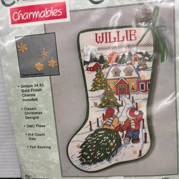 Counted Cross Stitch Stocking Kit The Homecoming Christmas Collection Charmables - Picture 2 of 6